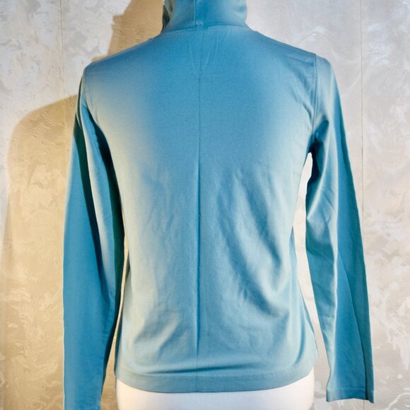 Talbots Petites Teal Blue Mock Neck Long Sleeve Top Size Petite (P) - Picture 2 of 3